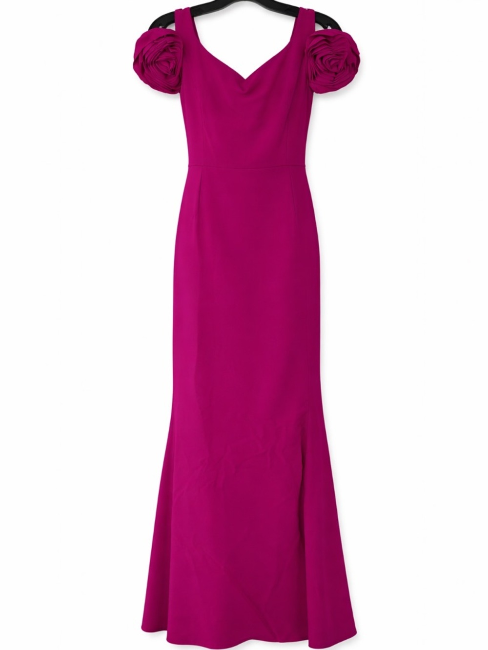 Chiara Boni Fuchsia Maxi Gown With Rosette Shoulder Detail